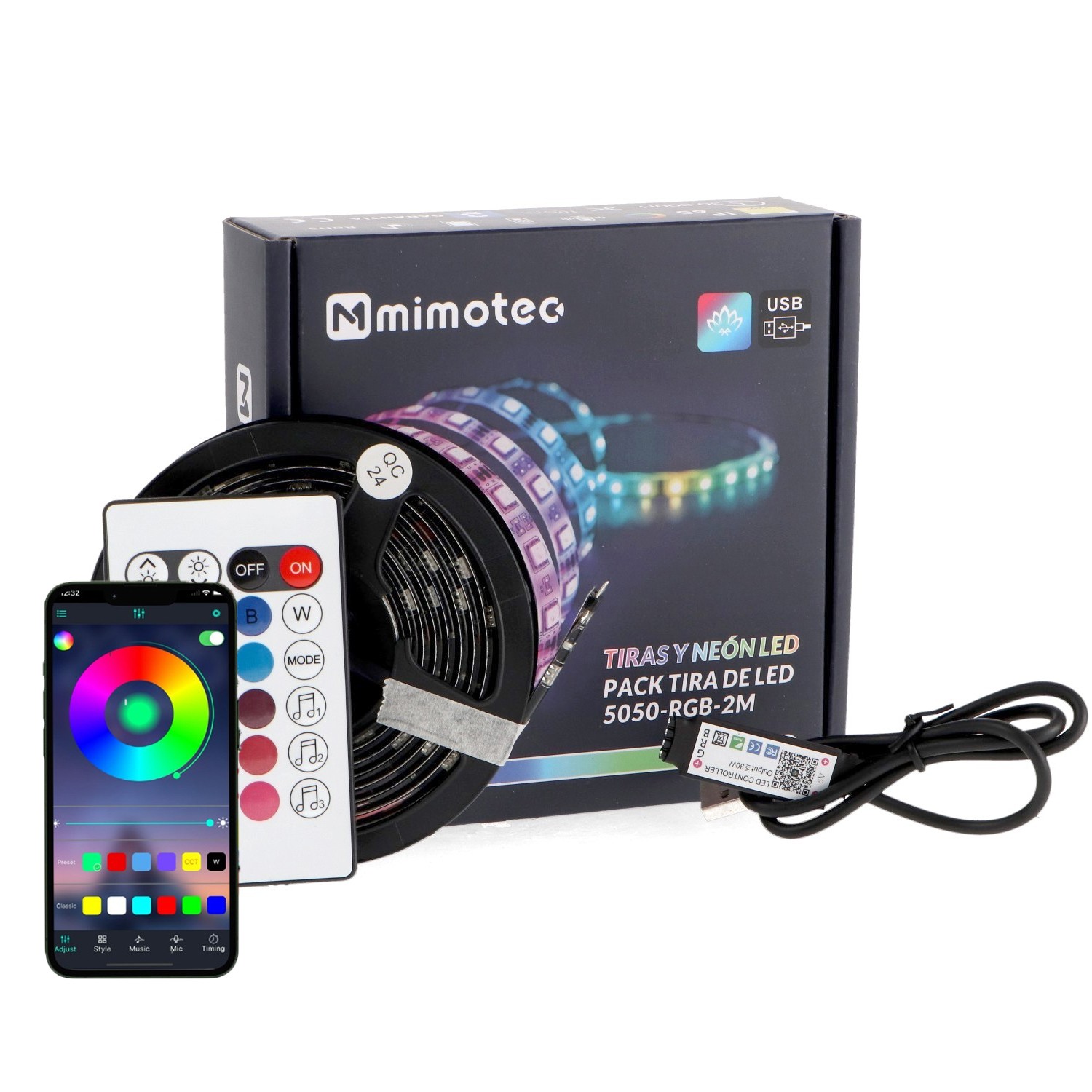 Pack Fita LED USB 5V RGB - 2 metros RGB