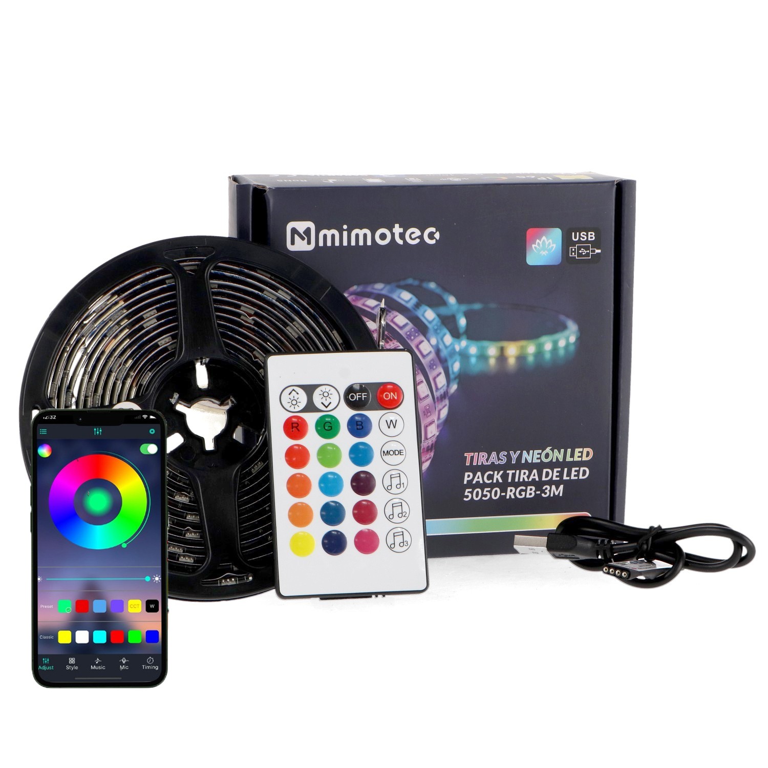 Pack Fita LED USB 5V RGB - 3 metros RGB