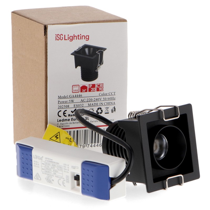 Downlight LED Black Tube Square 5W CCT - Image 2