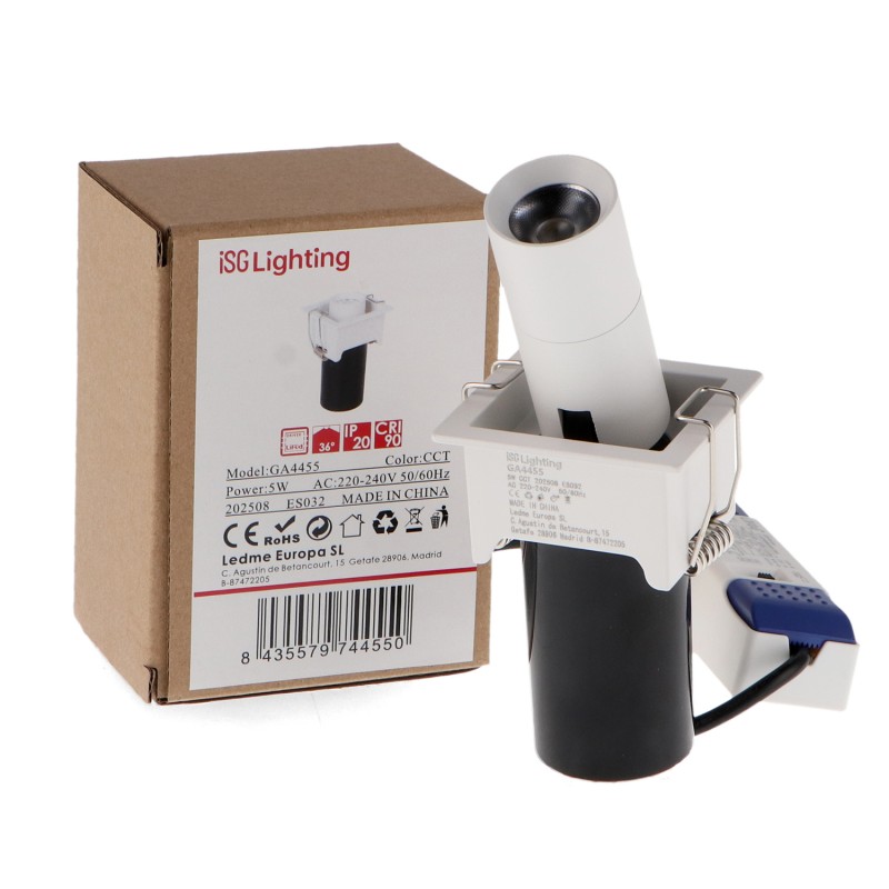 Downlight LED direccionável White Tube Square 5W CCT - Image 2