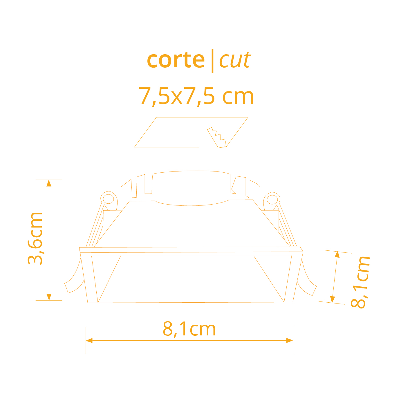 Aro de encastrar ONIRO ABS quadrado C.8,1xL.8,1xAlt.3,5cm em ABS branco - Image 3