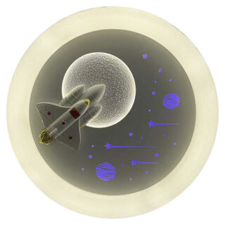 Ventoinha de tecto INFANTIL NAVE branca,4 palas retráteis, 96W LED 3000|4000|6000K, Alt.35/45xD.91/1