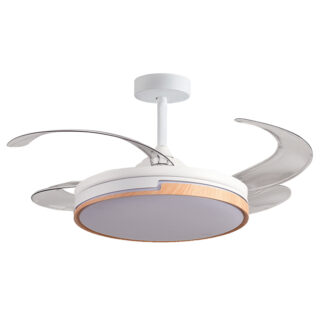 Ventoinha de tecto ROBIN ECO faia, 4palas retráteis, 72W LED 3000|3500|6000K, Alt.30/40xD.107/50cm
