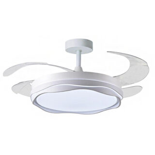 Ventoinha de tecto CRETA branca, 4 palas retráteis, 72W LED 3000|4000|6000K, Alt.30/35xD.108/50cm