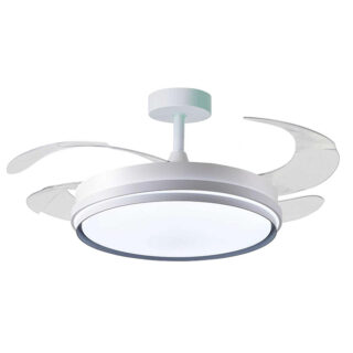 Ventoinha de tecto KIOTO prata, 4 palas retráteis, 72W LED 3000|4000|6000K, Alt.30/35xD.108/50cm