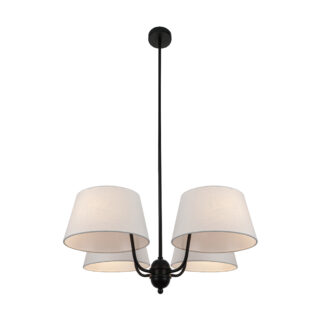 Candeeiro de tecto MARIZA 4xE14 preto com 4 abatjours bege