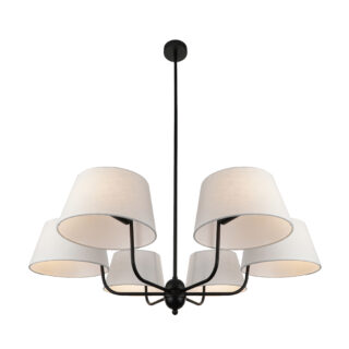 Candeeiro de tecto MARIZA 6xE14 preto com 6 abatjoures beges