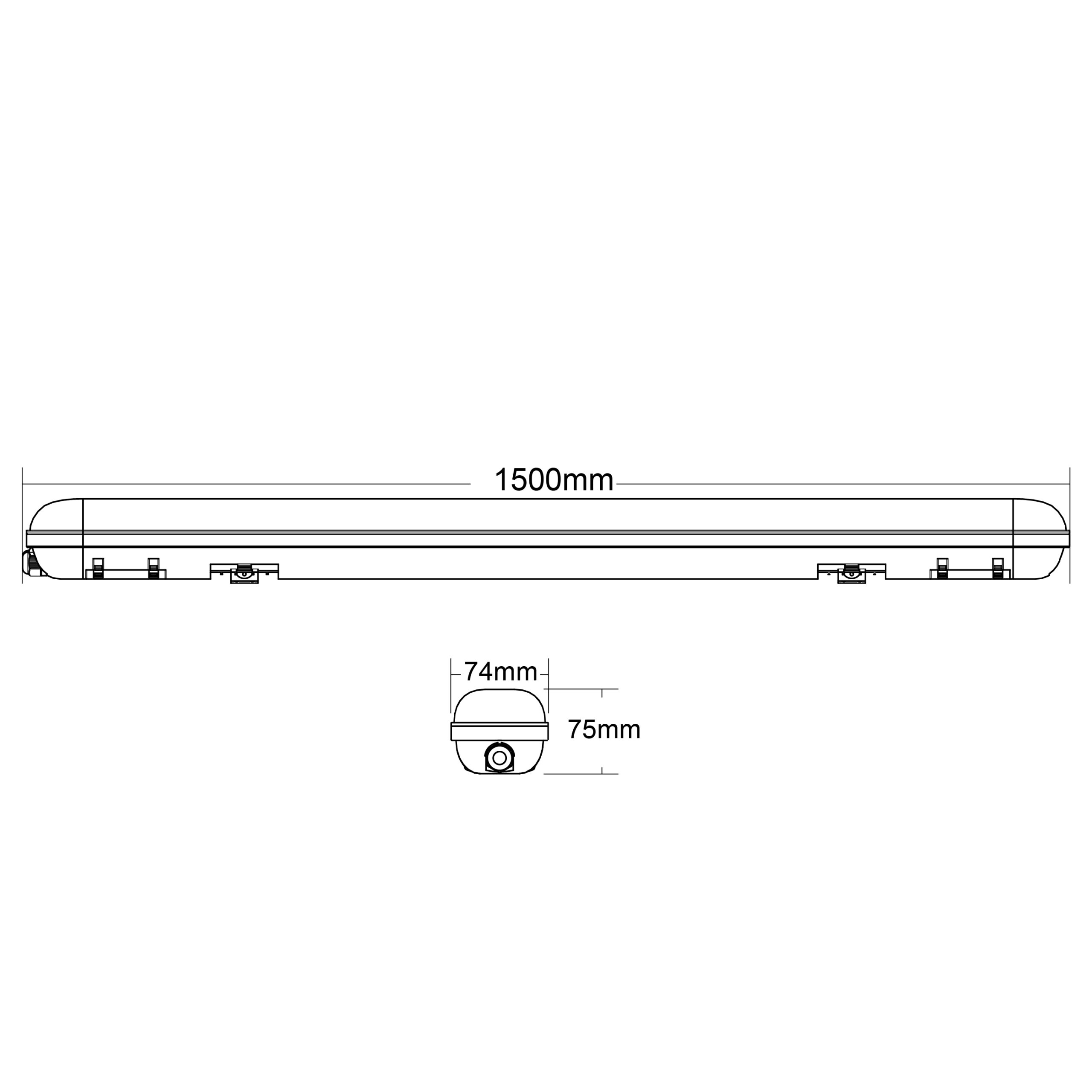 Armadura estanque LINESTA X2 D 150cm IP65 48W LED 5200lm 6400K C.150xL.7,4xAlt.7,5cm cinzento - Image 5