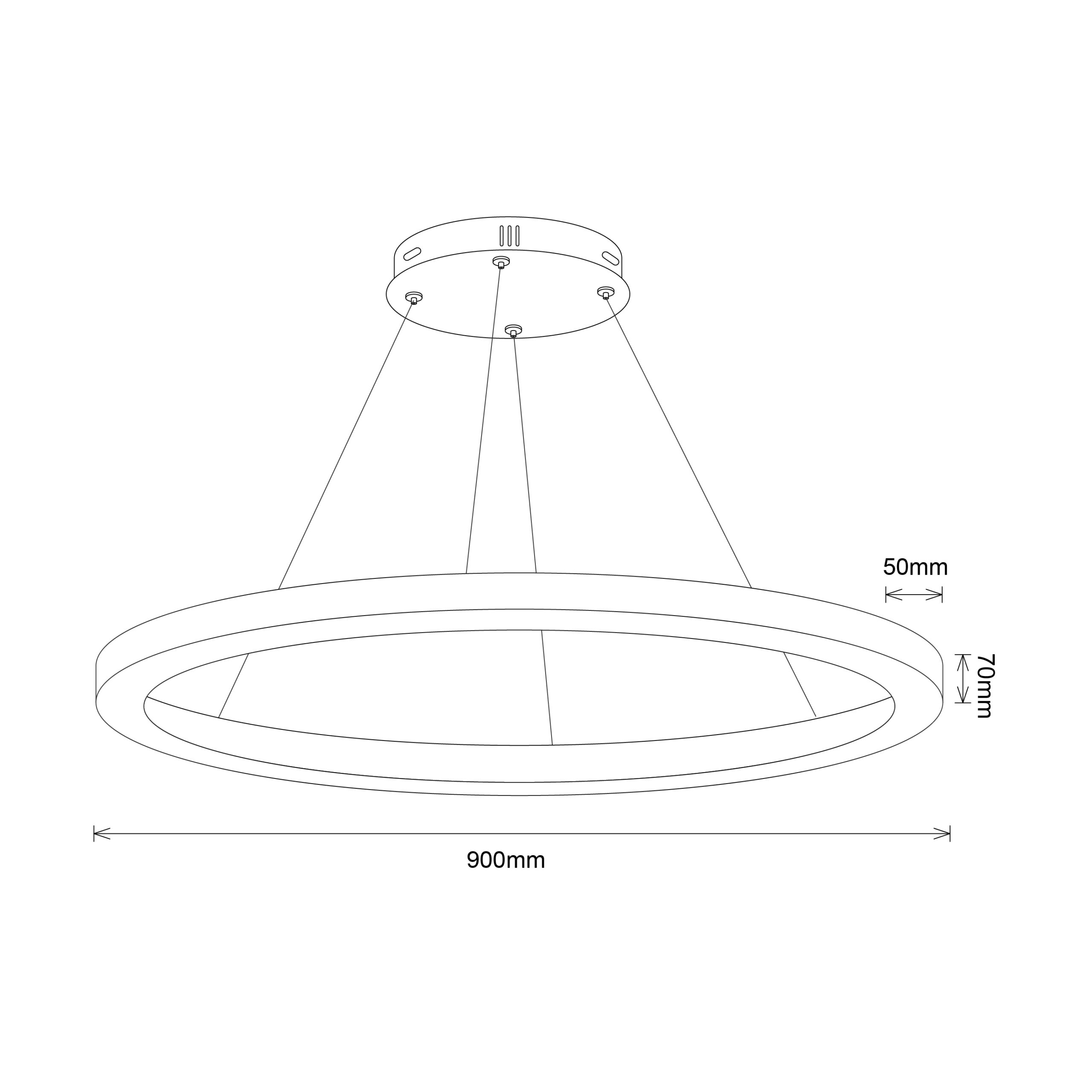 Suspensão LineX Circle LED CCT 60W 6000lm 3000K/4000K/6400K Alt.Reg.xD.90cm preto - Image 2