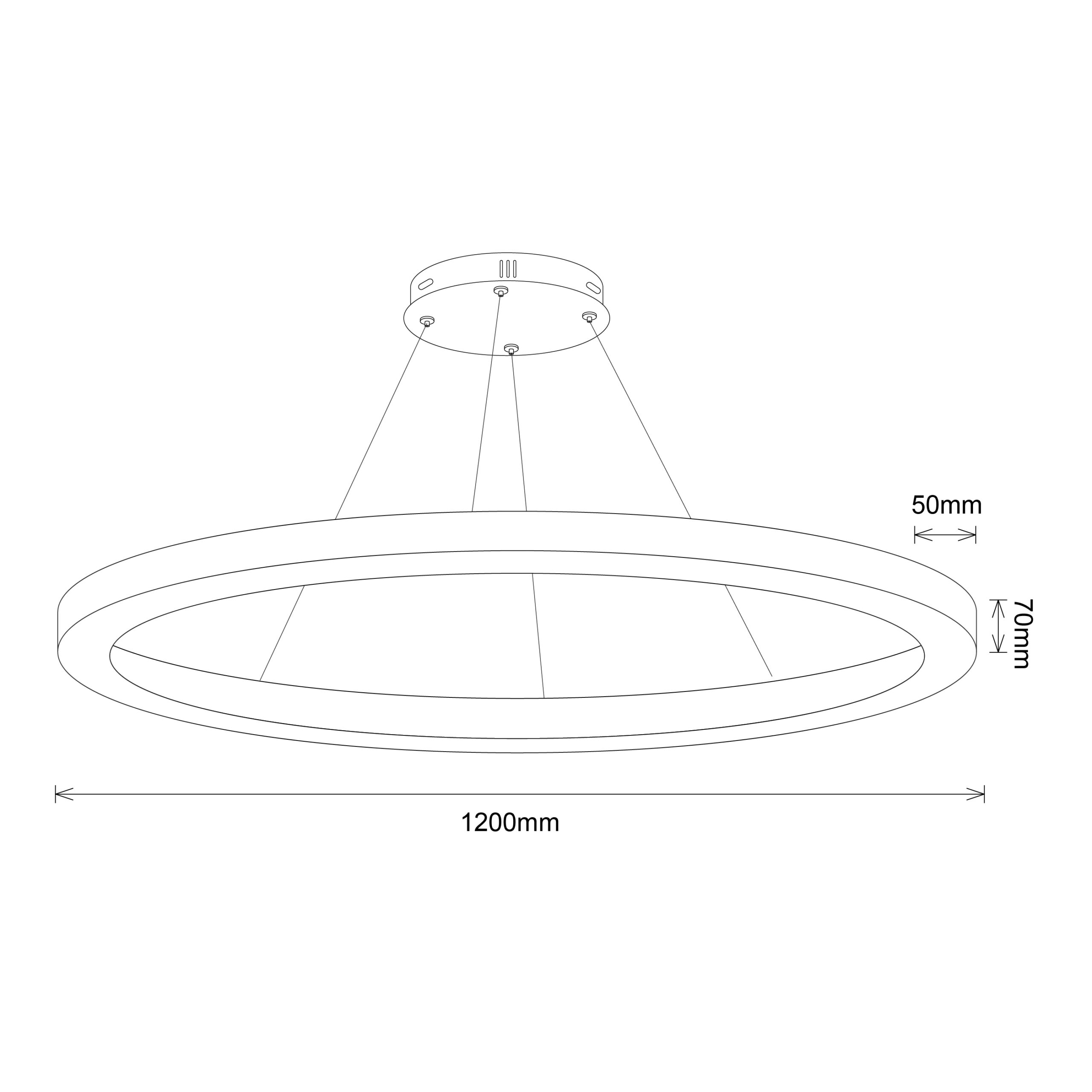Suspensão LineX Circle LED CCT 80W 8000lm 3000K/4000K/6400K Alt.Reg.xD.120cm preto - Image 2