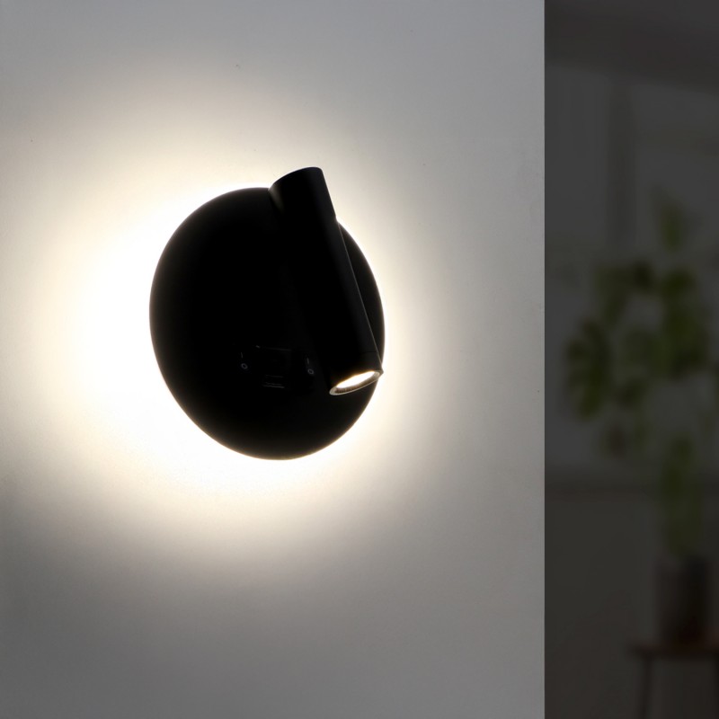 Aplique de Parede LED Ajustável Black Round 10W 4000K - Image 3