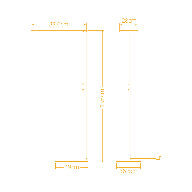 Candeeiro de pé WORK LED 60W+40W 5800+3000lm 4000K branco - Image 2
