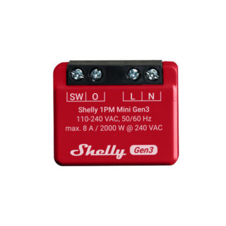 Shelly 1PM Mini Gen3 — Mini Relé 1 canal (ON/OFF) 8A com Medição de Consumo Wi-Fi + Bluetooth