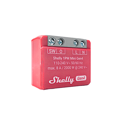 Shelly 1PM Mini Gen4 — Mini Relé 1 canal (ON/OFF) 8A com Medição de Consumo, Wi-Fi + Matter