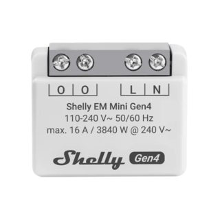 Shelly EM Mini Gen4 — Mini Medidor de Energia Monofásico 16A Wi-Fi + Matter