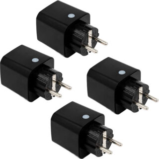 Shelly Plug M Gen3 Preto 4 unid. — Tomada Inteligente Wi-Fi 13A 3000W com Medição Wi-Fi + Bluetooth