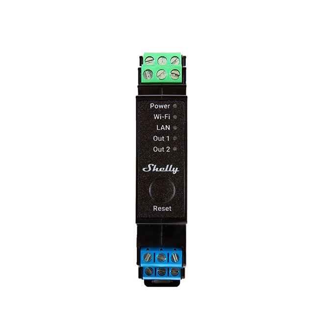 Shelly Pro 2PM — Relé 2 canais p/calha DIN 2×16A com Medição de consumo Wi-Fi + Bluetooth + LAN - Image 2