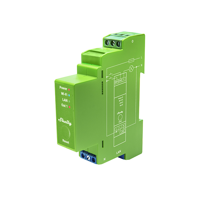 Shelly Pro Dimmer 1PM — Regulador para calha DIN, 200W com Medição Consumo Wi-Fi + Bluetooth + LAN