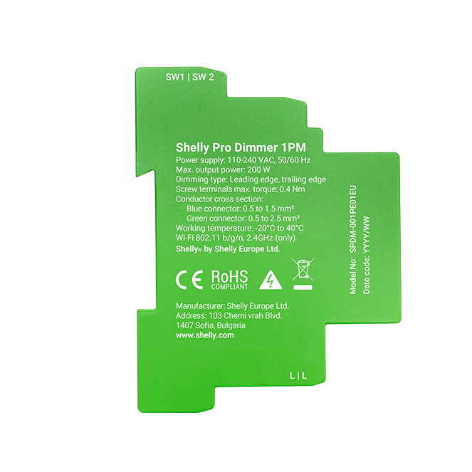 Shelly Pro Dimmer 1PM — Regulador para calha DIN, 200W com Medição Consumo Wi-Fi + Bluetooth + LAN - Image 3