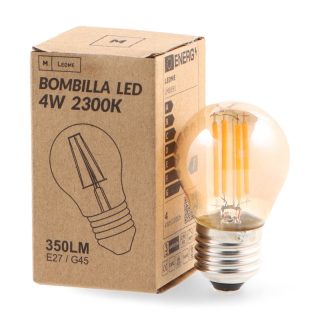 Lâmpada LED Filamento E27 G45 4W Ámbar 2300K
