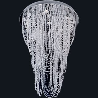 Candeeiro de tecto LUISA 6xGU10 Alt.90xD.60cm Cristais e chapa níquelada cromado