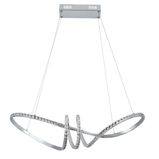 Suspensão DRAGON 1x40W LED 4000lm 4000K C.75xL.18xAlt.Reg.cm cromado com cristais