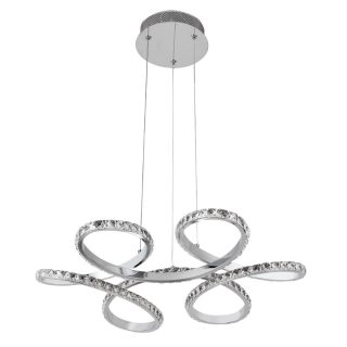 Suspensão DRAGON 1x48W LED 4800lm 4000K Alt.Reg.xD.52cm cromado com cristais