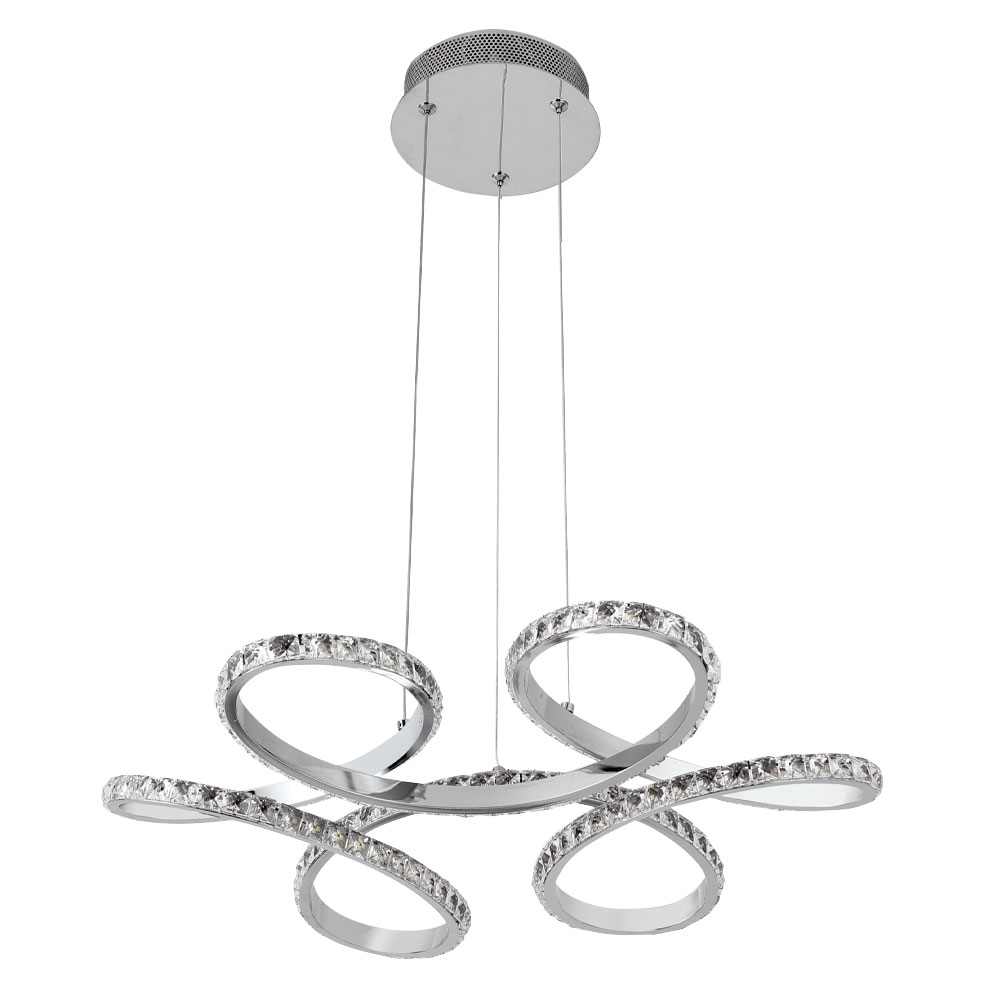 Suspensão DRAGON 1x48W LED 4800lm 4000K Alt.Reg.xD.52cm cromado com cristais