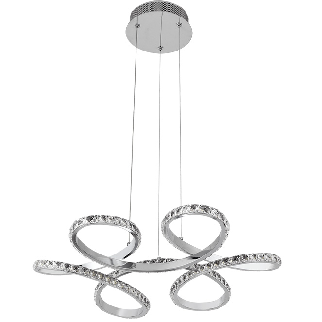 Suspensão DRAGON 1x48W LED 4800lm 4000K Alt.Reg.xD.52cm cromado com cristais - Image 2
