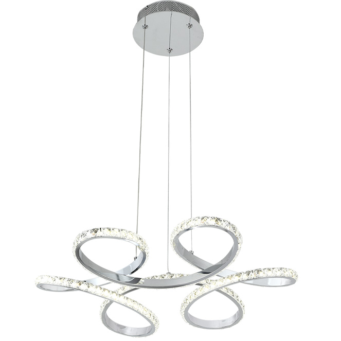 Suspensão DRAGON 1x48W LED 4800lm 4000K Alt.Reg.xD.52cm cromado com cristais - Image 3