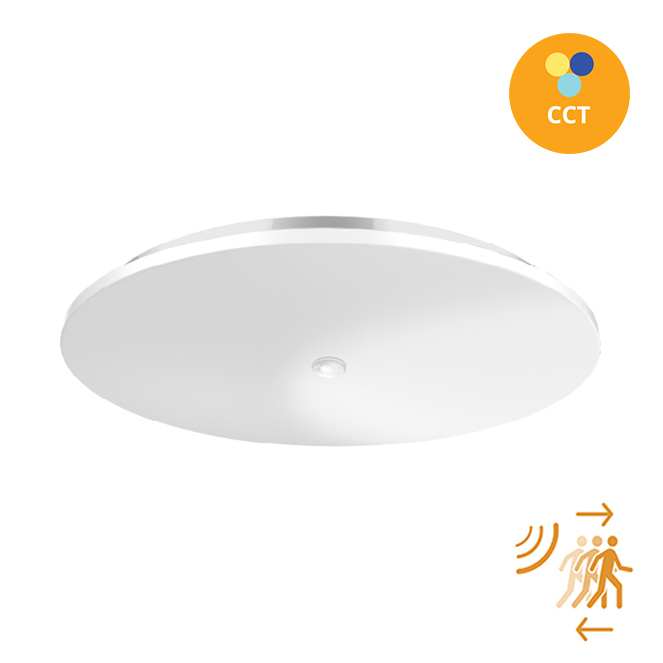 Plafond LED Surf Modern LED 24W CCT 2500lm Alt.5xD.38cm c/sensor PIR branco