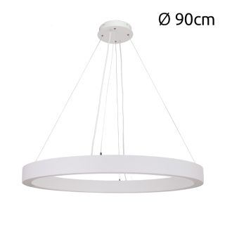 Suspensão LineX Circle LED CCT 60W 6000lm 3000K/4000K/6400K Alt.Reg.xD.90cm branco