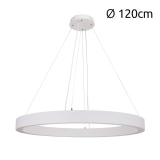 Suspensão LineX Circle LED CCT 80W 8000lm 3000K/4000K/6400K Alt.Reg.xD.120cm branco