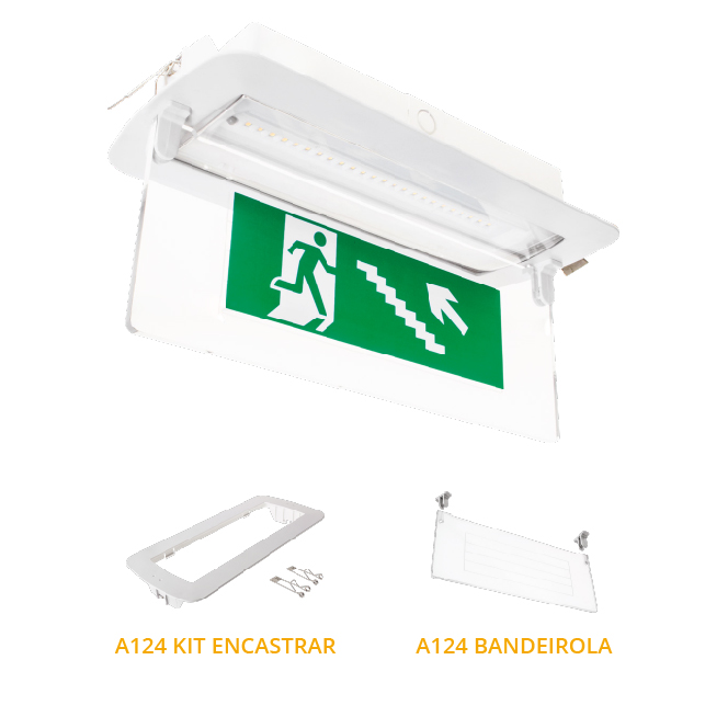 Luz de emergência KALANI mista IP65 1x4,8W LED 230lm 4000K C.27xL.10xAlt.5,4cm branco - Image 3