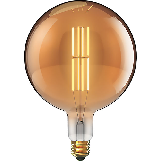 Lâmpada E27 (grosso) Globo CLASSIC DECOLED Regulável D200 8W 1800K 630lm Ambar-A+