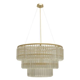 Candeeiro de tecto NARVIK 12xG9 Alt.42xD.82cm com cristais transparentes e chapa dourada