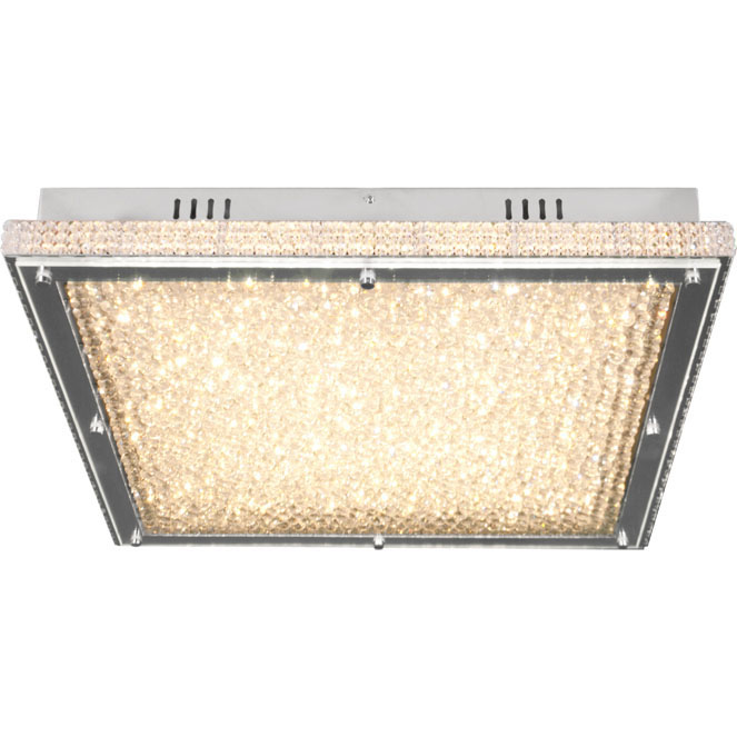 Plafond VILNIUS 1x60W LED 5400lm C.55xL.55xAlt.9cm transparente/cromado