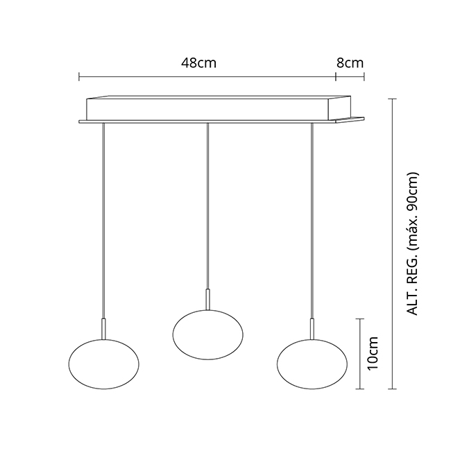 Candeeiro de tecto PLANETT 3x8W LED 1800lm 3300K C.48xL.8xAlt.Reg.cm champanhe - Image 2