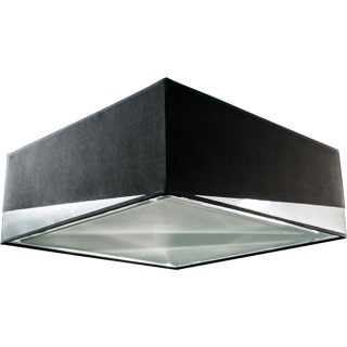 Abat-jour DIAGONAL quadrado grande com tampa, com encaixe E27 C.45xL.45xAlt.17cm preto/prata