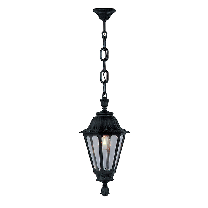 Suspensão RUT 1xE27 IP55 Alt.85xD.26cm resina preta