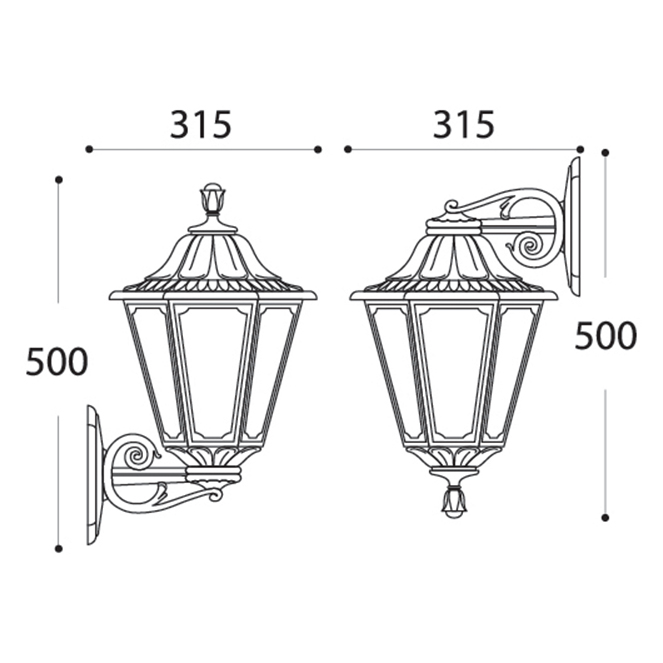 Aplique RUT 1xE27 IP55 C.26xL.31,5xAlt.50cm resina preta - Image 3