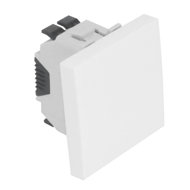 Interruptor unipolar QUADRA45 (2 módulos) 1 tecla 10AX 250Vac branco mate