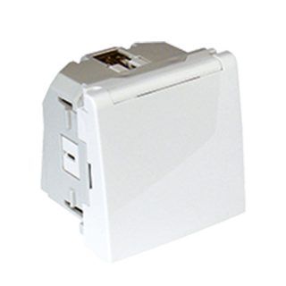 Tomada schuko QUADRA45 (2 módulos) 16A 250Vac com alvéolos planos, ligação rápida, tampa e obturador