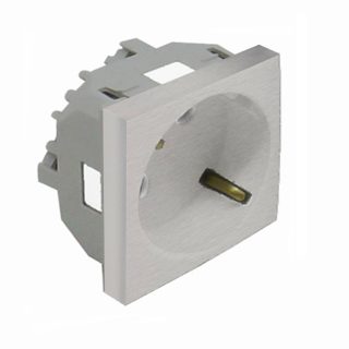 Tomada schuko QUADRA45 (2 módulos) com obturador 16A 250Vac alumina