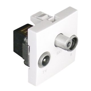 Tomada R-TV-SAT terminal (2 módulos) QUADRA45 em branco mate