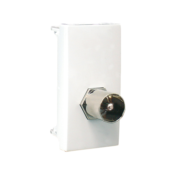Módulo com Conetor IEC macho/Tipo F (1 Módulo) em branco mate