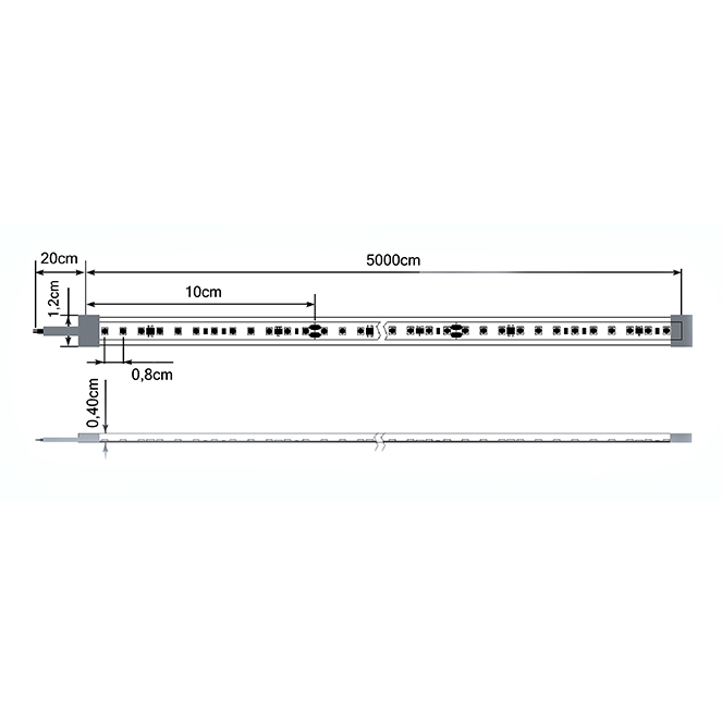 Fita LED COB 230Vdc 20W/m 480LED/m CCT (3cores) IP68 silicone transparente 1m (múltiplos de 5m) - Image 2