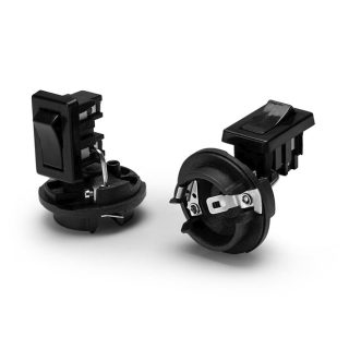 Miolo p/suporte E27 3-peças preto c/interruptor, travão anti-desenroscamento, resina termoplástica
