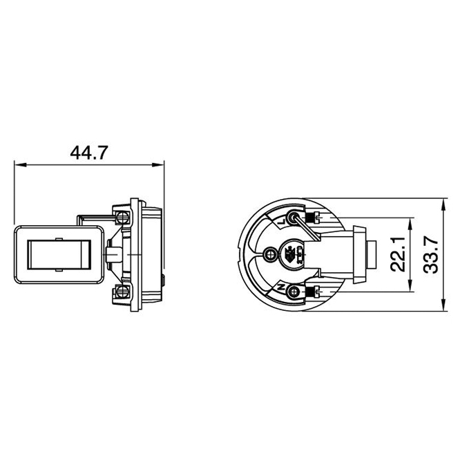 Miolo p/suporte E27 3-peças preto c/interruptor, travão anti-desenroscamento, resina termoplástica - Image 2