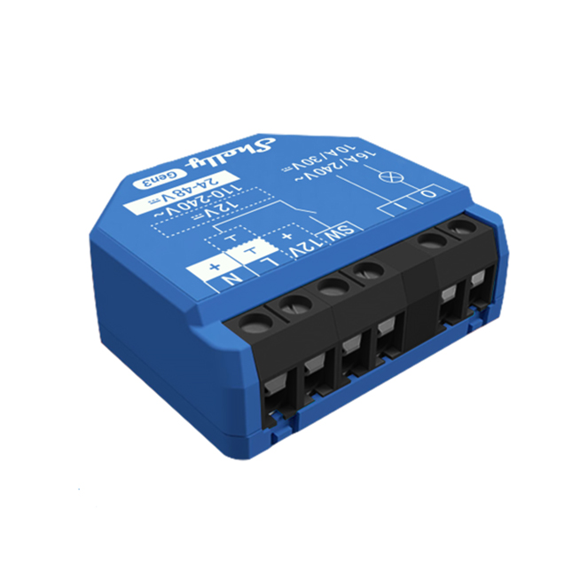 Shelly 1 Gen3 — Relé 1 canal (ON/OFF) 16A Wi-Fi + Bluetooth